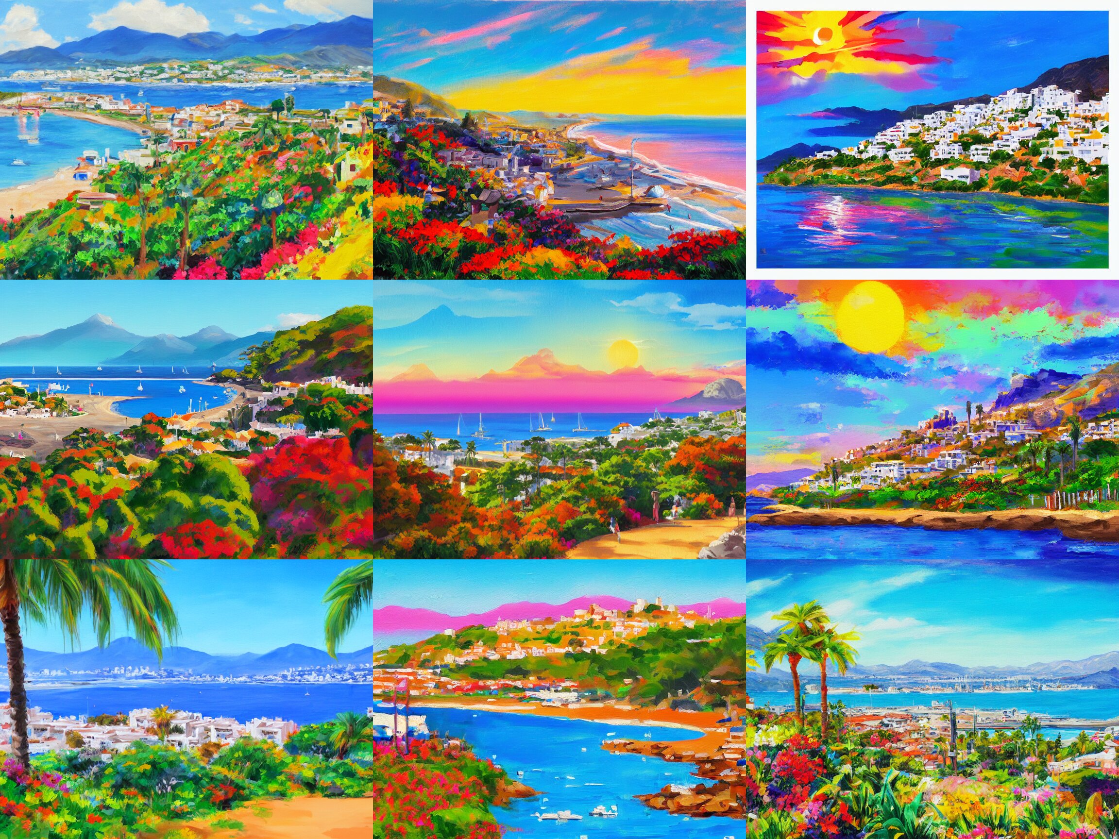 Colorful Mate Painting of Marbella Landscape