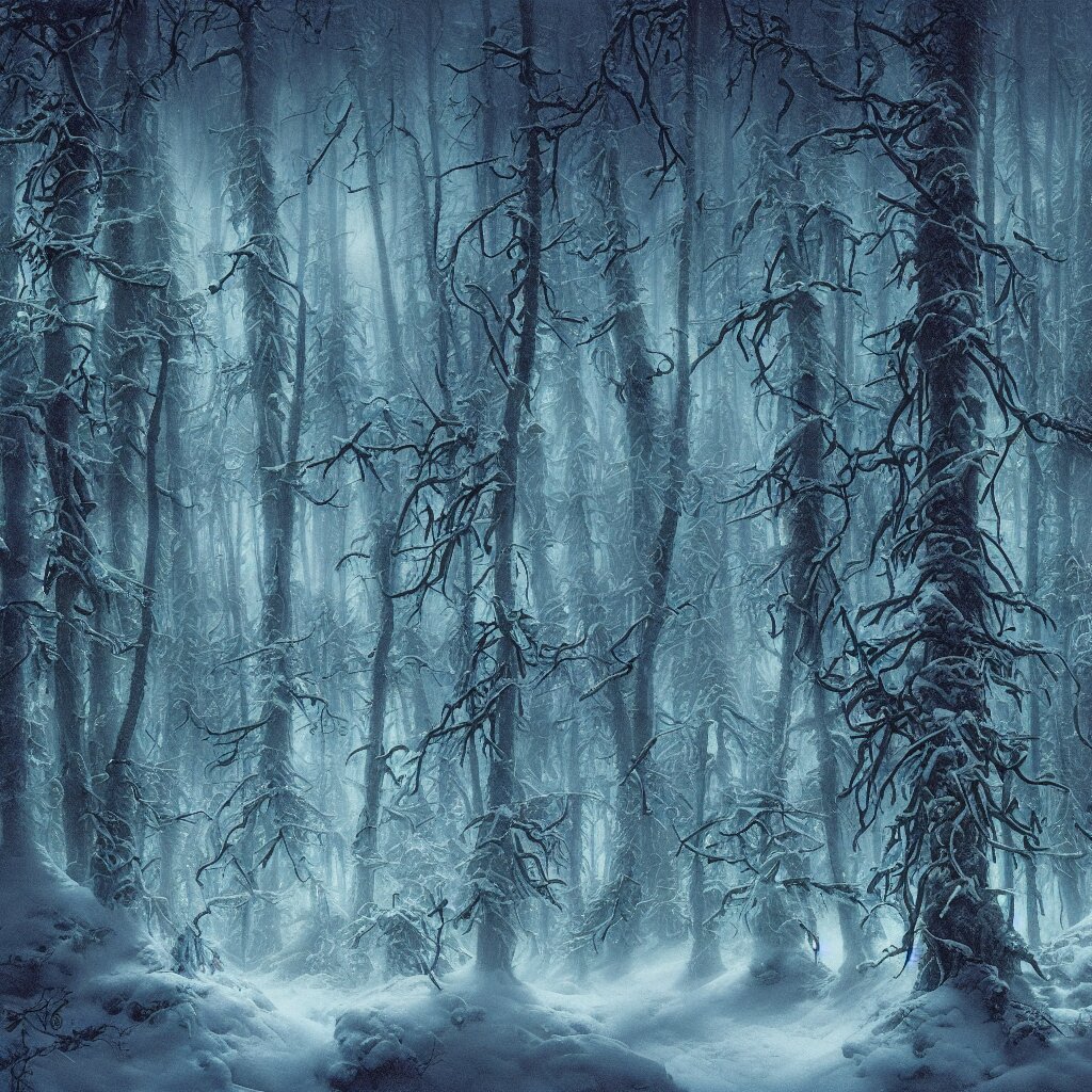 Thick and Lush Haunted Northern Forest Winter Night