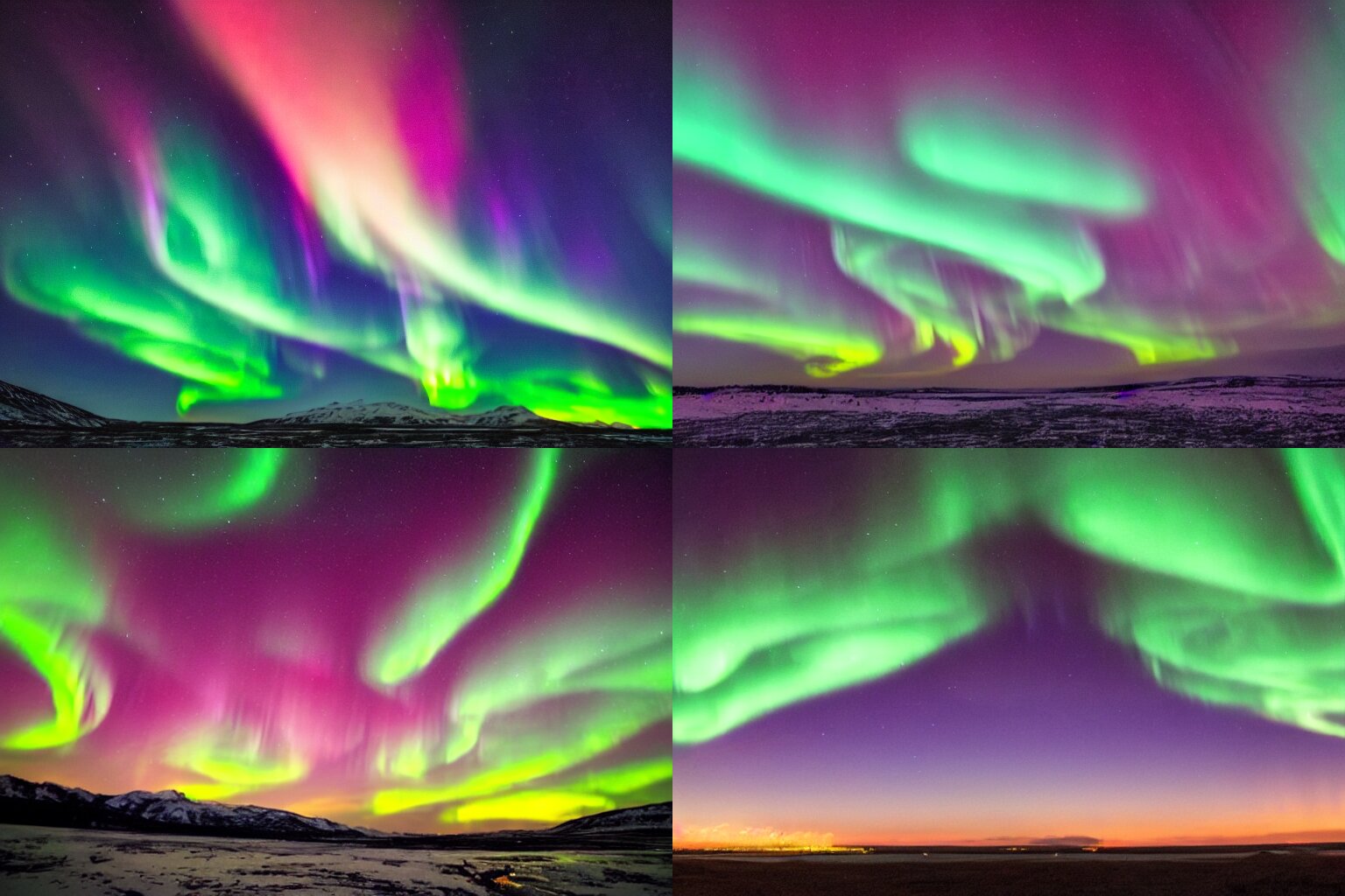 Image of the Beautiful Northern Lights in the Sky at Sunset
