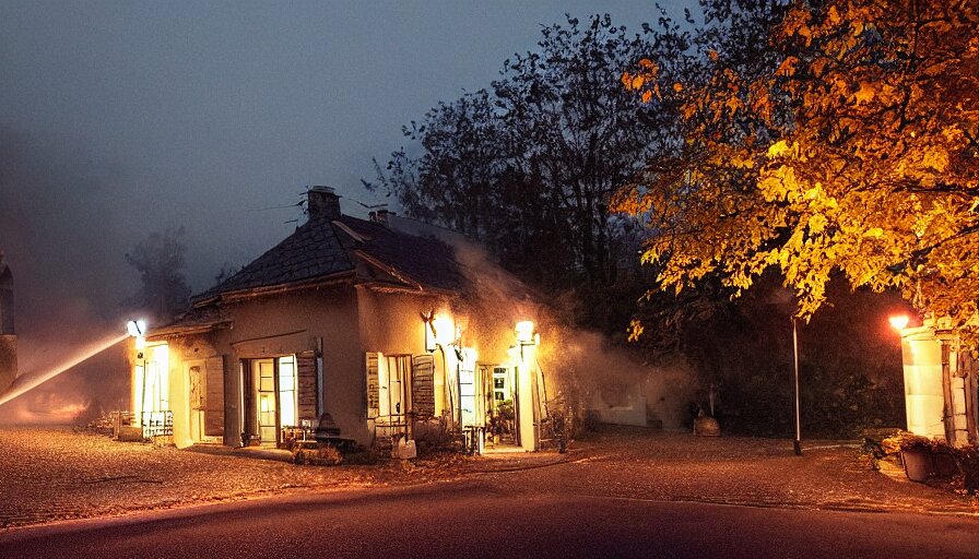 Mini Dv Still of a Heavy Burning French Style Little House