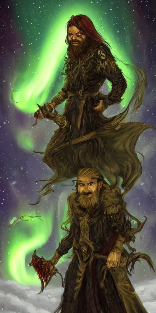 Dungeons and Dragons Full Body Long Hair Goatee Warlock with Pet Imp