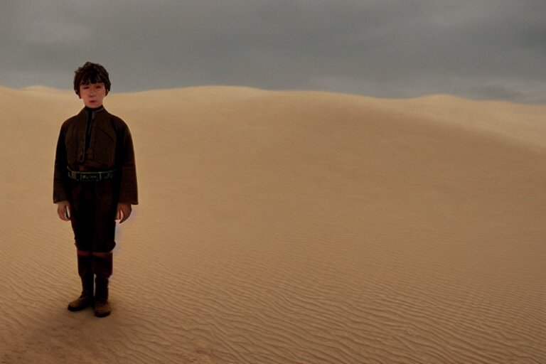 Cinematic Wide Angle Shot of a Boy in the Movie Dune