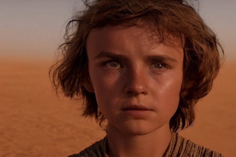 Cinematic Headshot Portrait of a Millie Brown in the Movie Dune