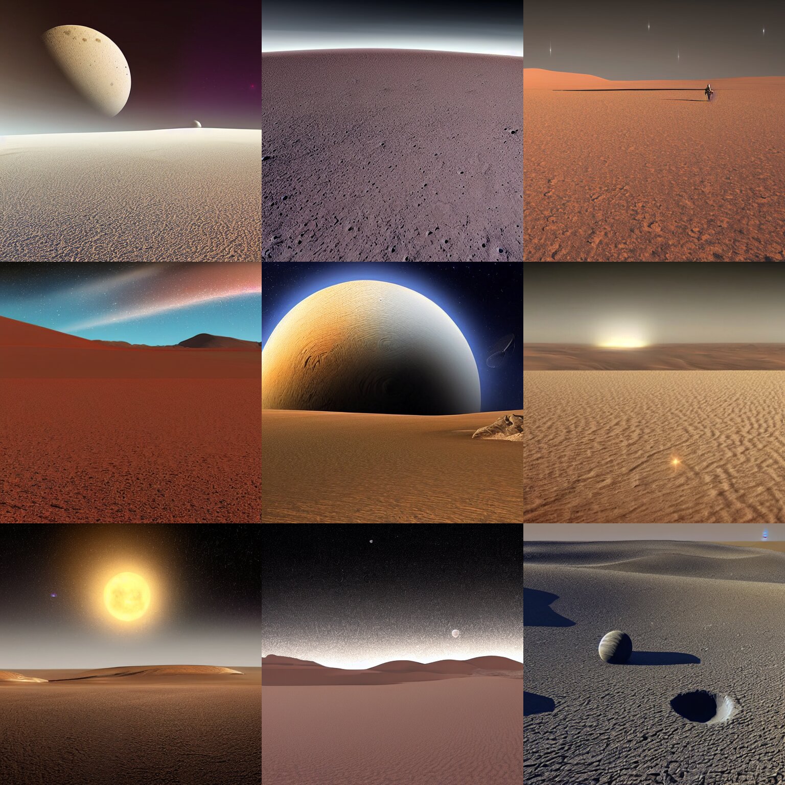 Desert Alien Landscape with Sand Dunes on a Faraway Moon