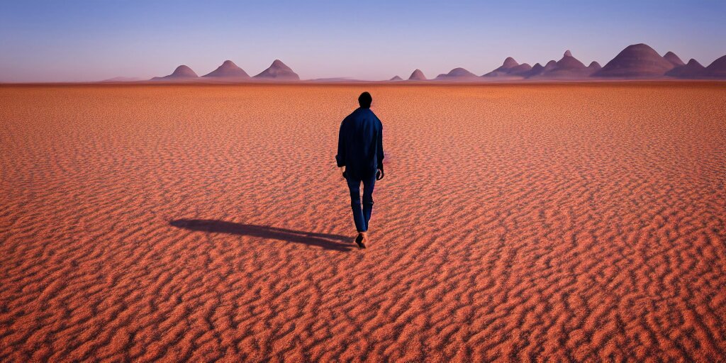 A Photography of a Man Walking on Desert