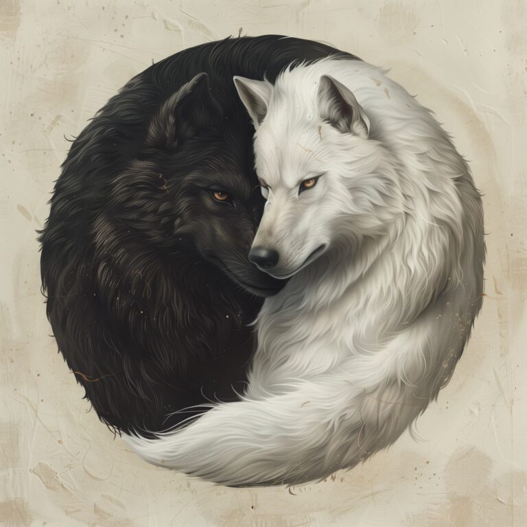 Wolf Yin Yang Symbol Concept