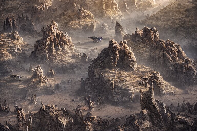 High Aerial Shot Fantasy Landscape