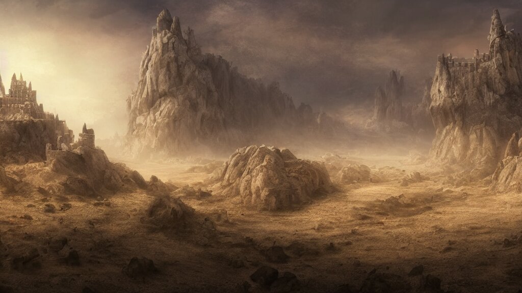 Large Castle Among Rocky Sand Dunes