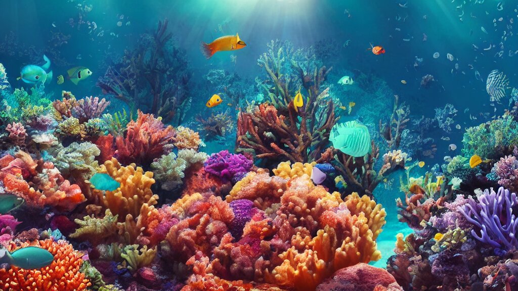 Underwater Photograph of a Colorful Coral Reef