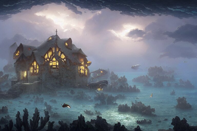 Submerged Underwater on the Ocean Floor