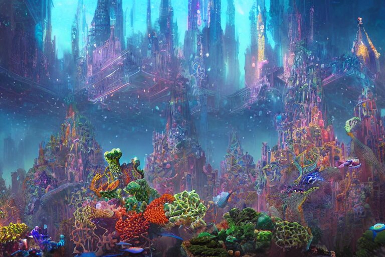 Epic View of a Coral Reef Underwater Metropolis
