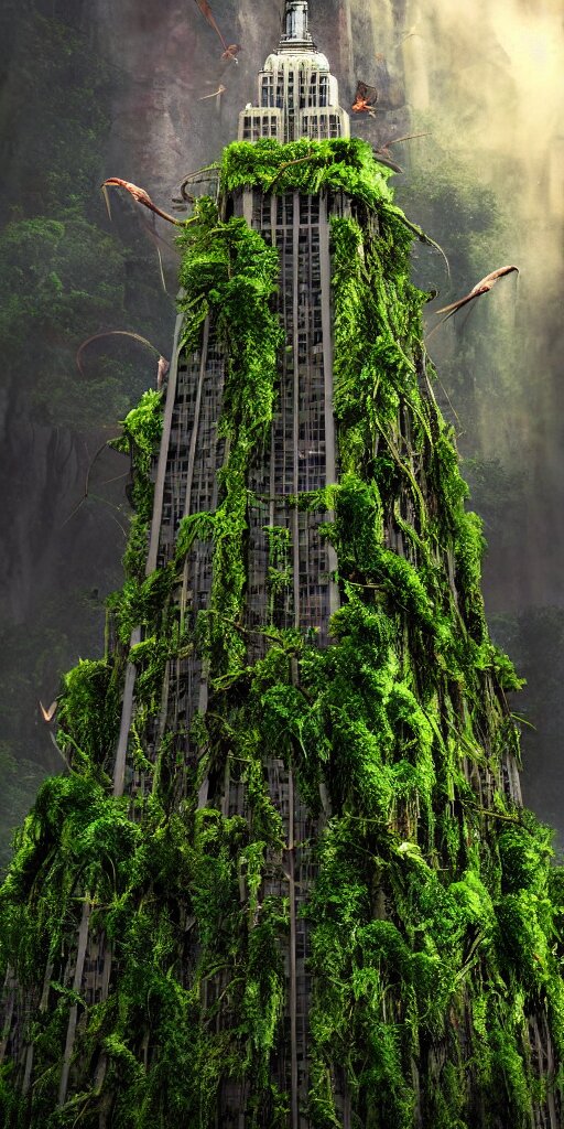 Epic View of Vines and Moss Growing on the Empire State Building