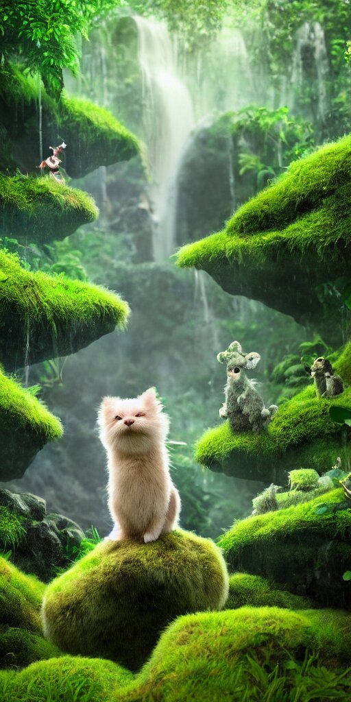 Photorealistic Wide Shot Focus Portrait of Cute Fluffy Creature Posing