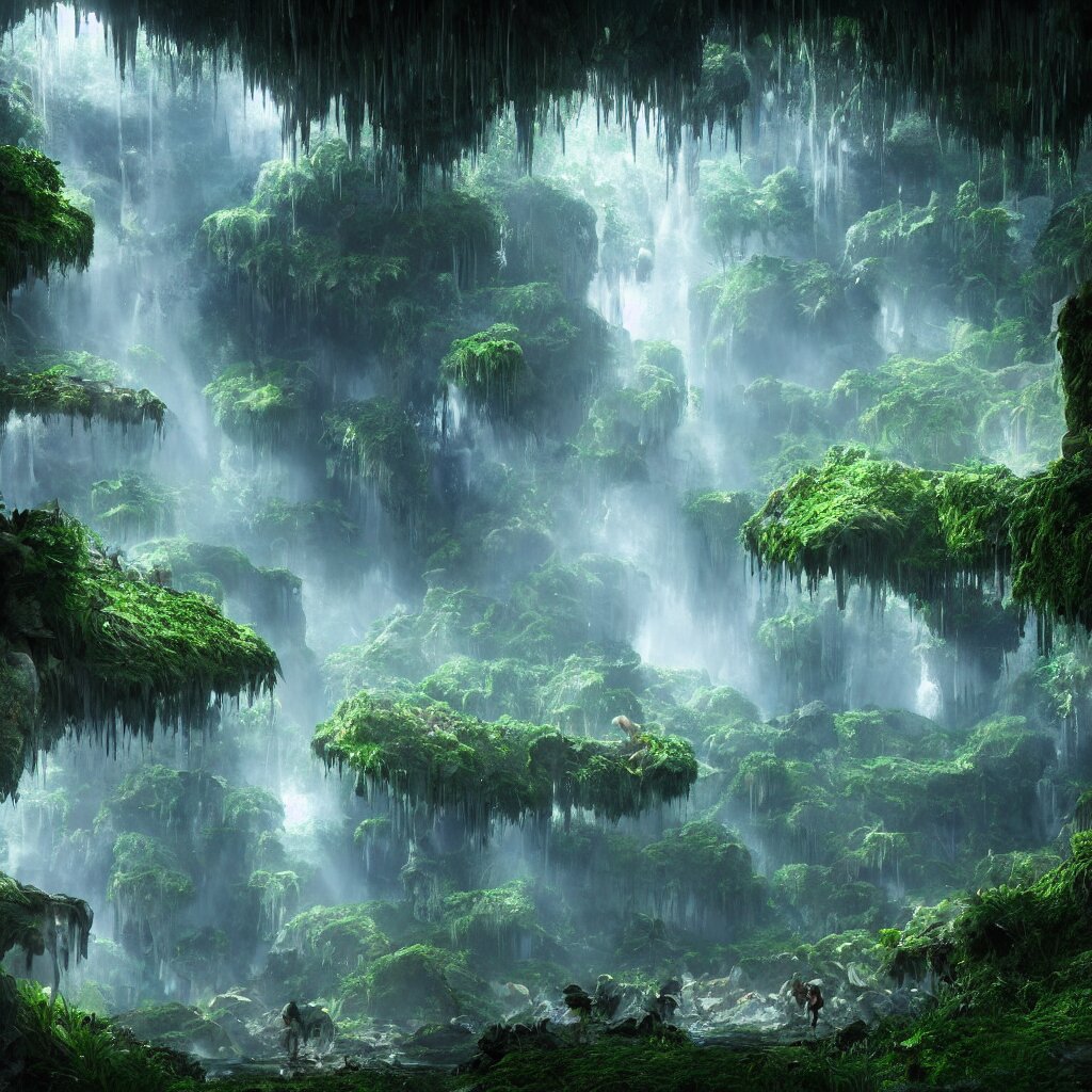 Beautiful and Stunning Digital Render of an Epic Glowing Crystal Cave
