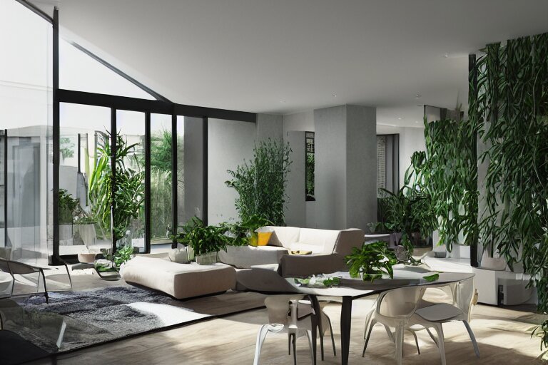 Modern Indoor Room Open Doors to Garden