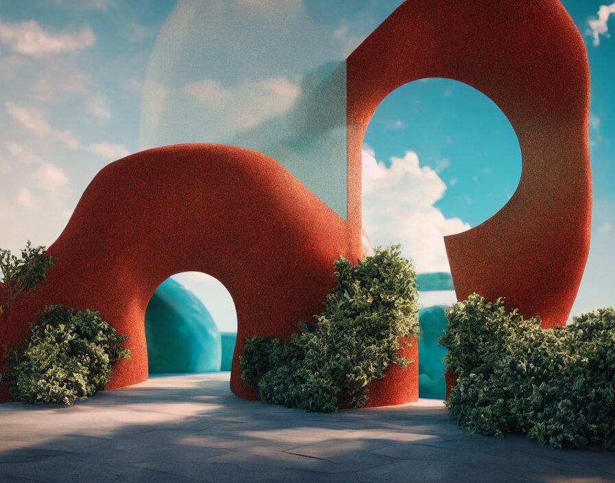 Minimalist Architectural Portal with Grotto