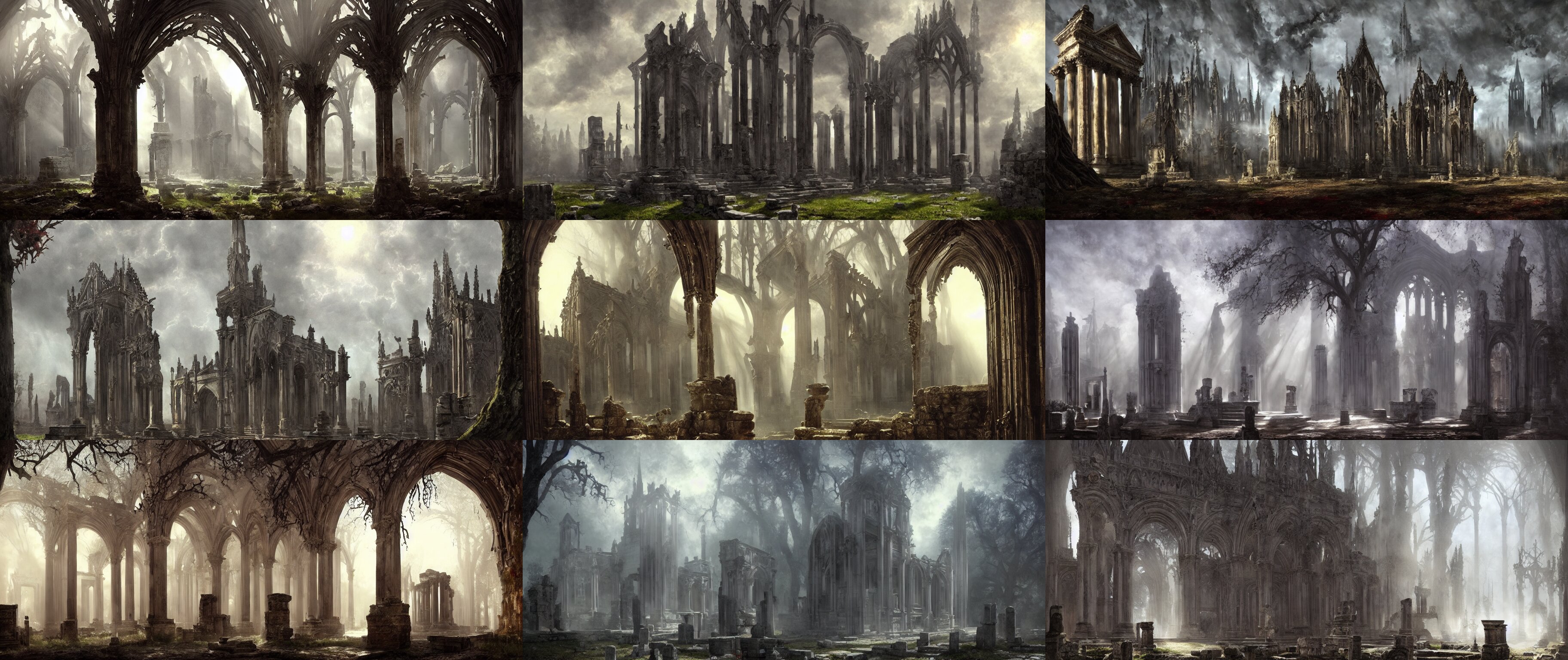 An Ancient Roman Temple Mixed with Victorian Gothic Architecture