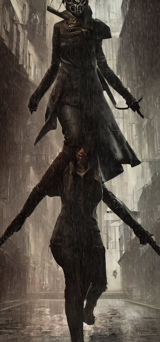 Annie Leonhart in Dunwall City Wearing Corvo Attano's Mask Using Blink