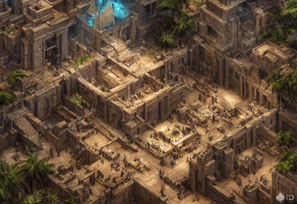 Uhd Hyperrealistic 3 D Ancient Egyptian Tomb Isometric Rts Style Game Map