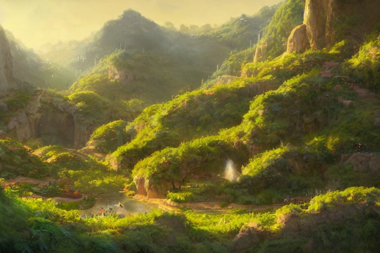 Lush Valley Amazing Cinematic Concept Painting Fantasy Landscape