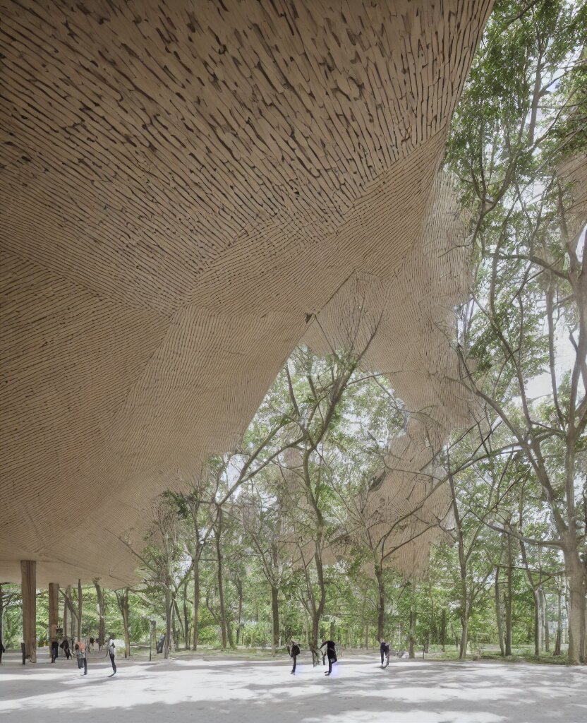 Interior of a Glulam Brutalist Building