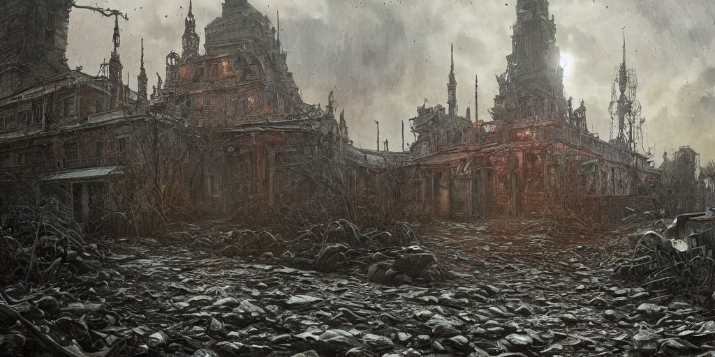 Building Made Out of Flesh as Concept Art for Metro Exodus