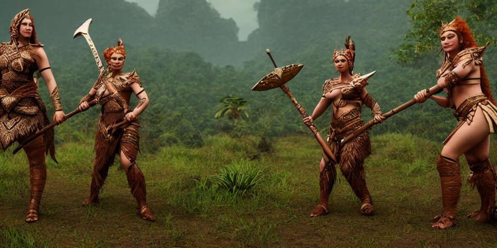 Armoured Ginger Dwaven Women Wielding a Hammer and Shield