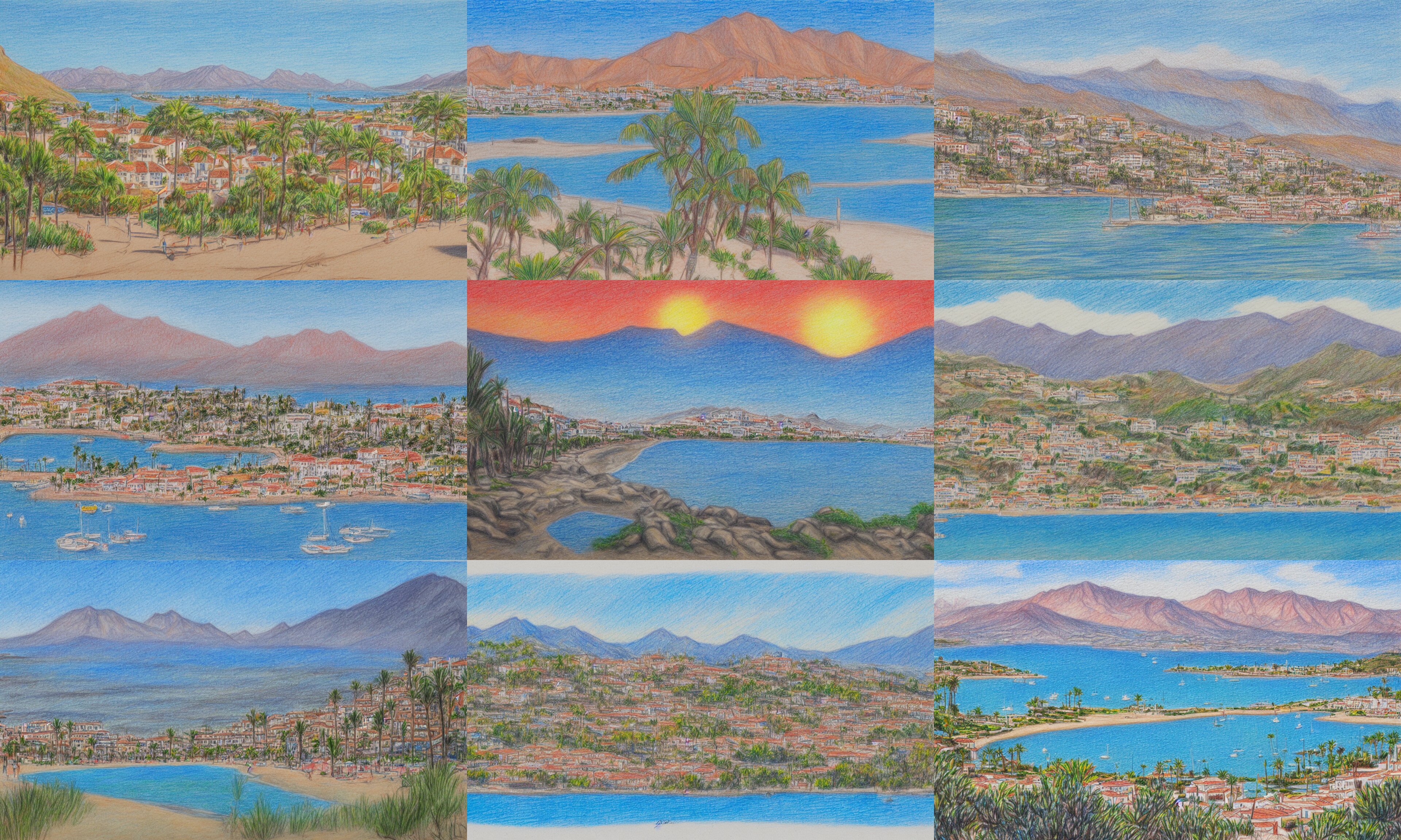 Colored Pencil Drawing of Marbella Landscape