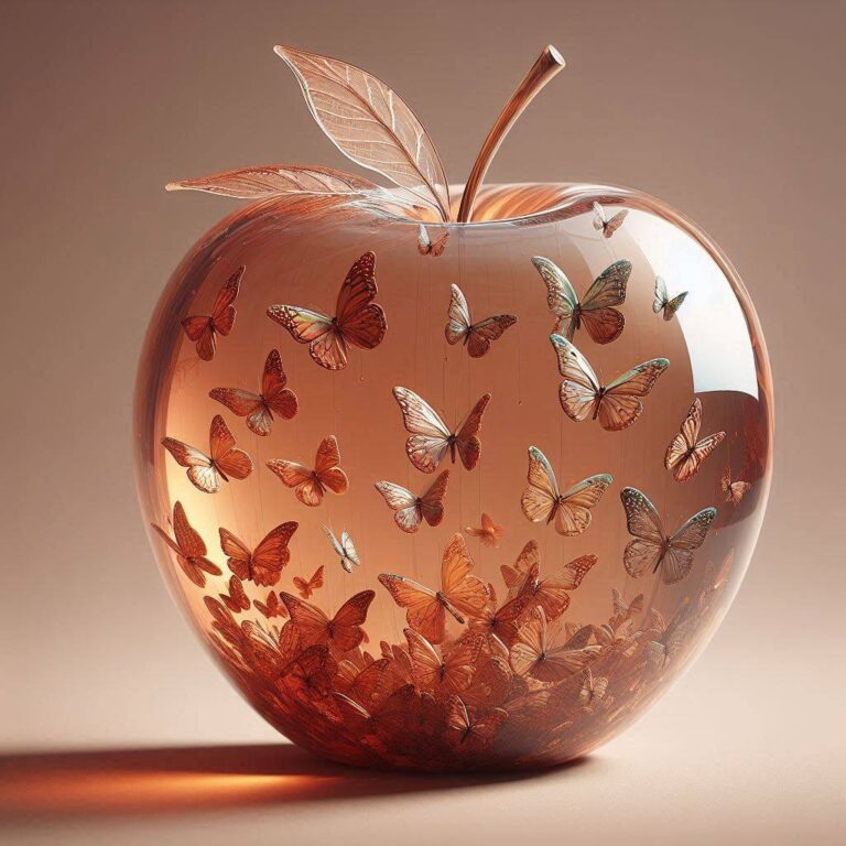 Butterfly-Filled Epoxy Resin Apple