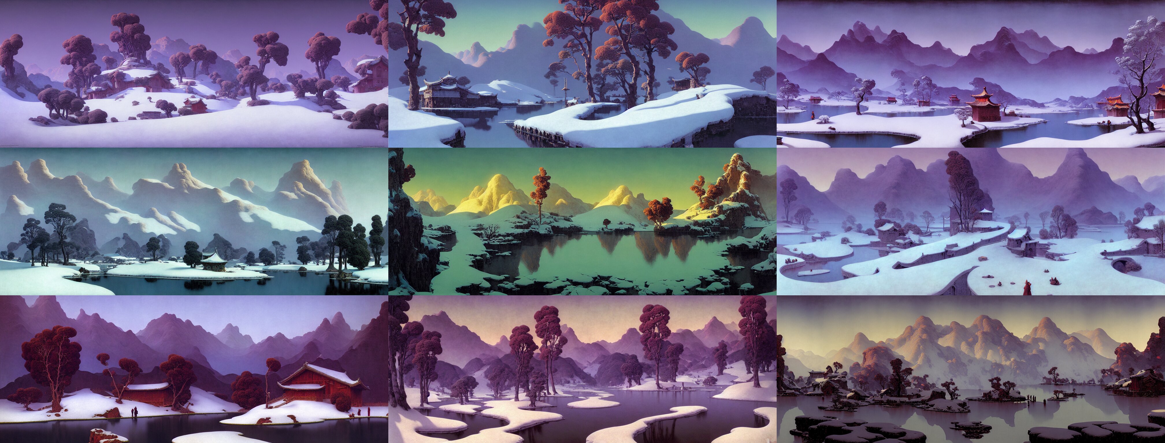 Gorgeous Bleak Winter Landscape Painting