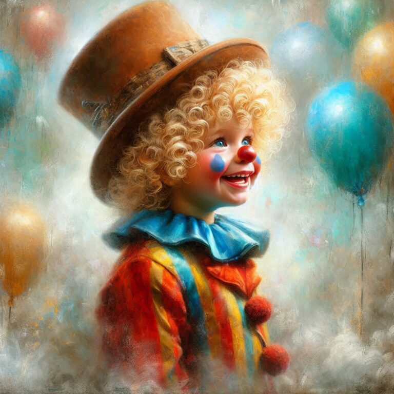 Cute Toddler Clown in Circus Scene
