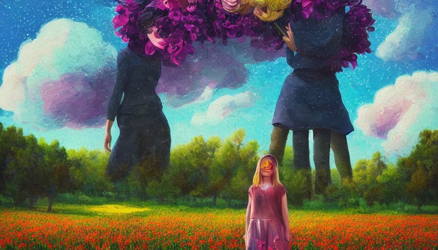 Girl with a Giant Flower Face