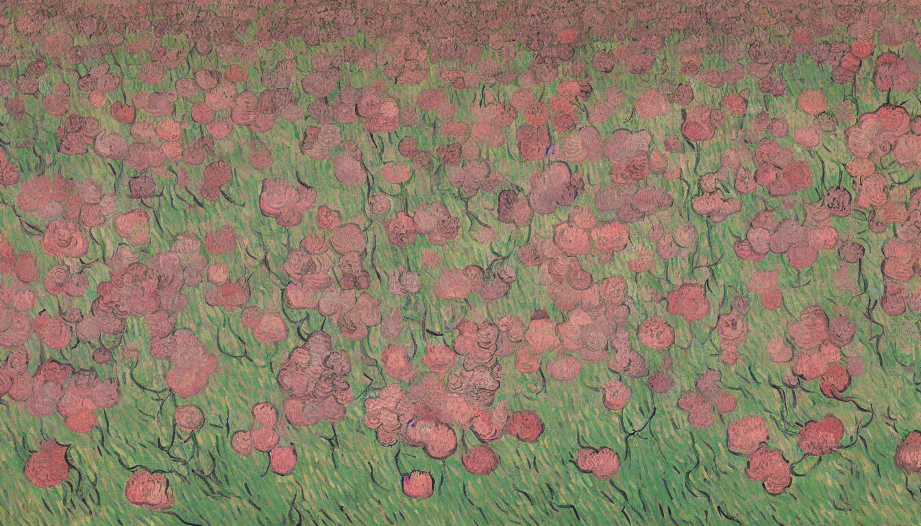 Pink Fox Head Popping Out of a Field of Flowers