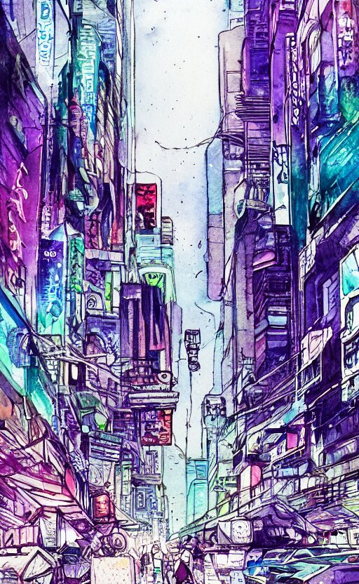 Busy Cyberpunk Street