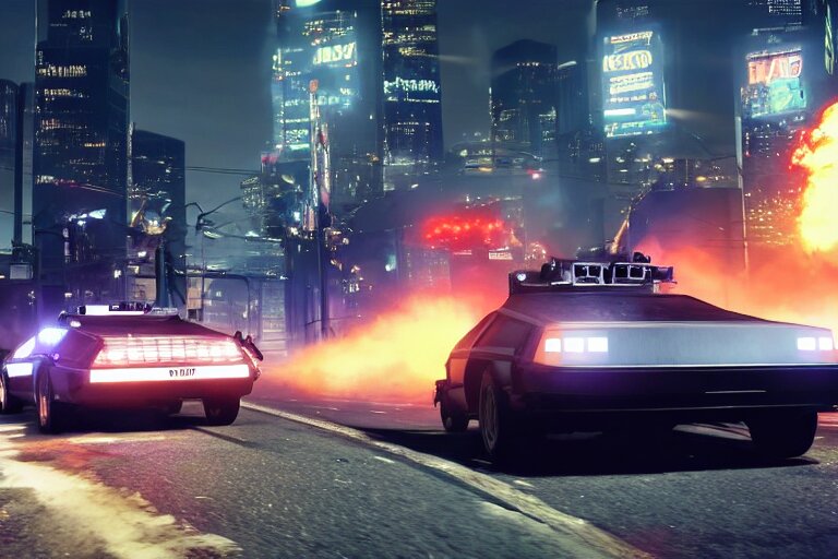 The Back to the Future Combat Delorean Being Chased