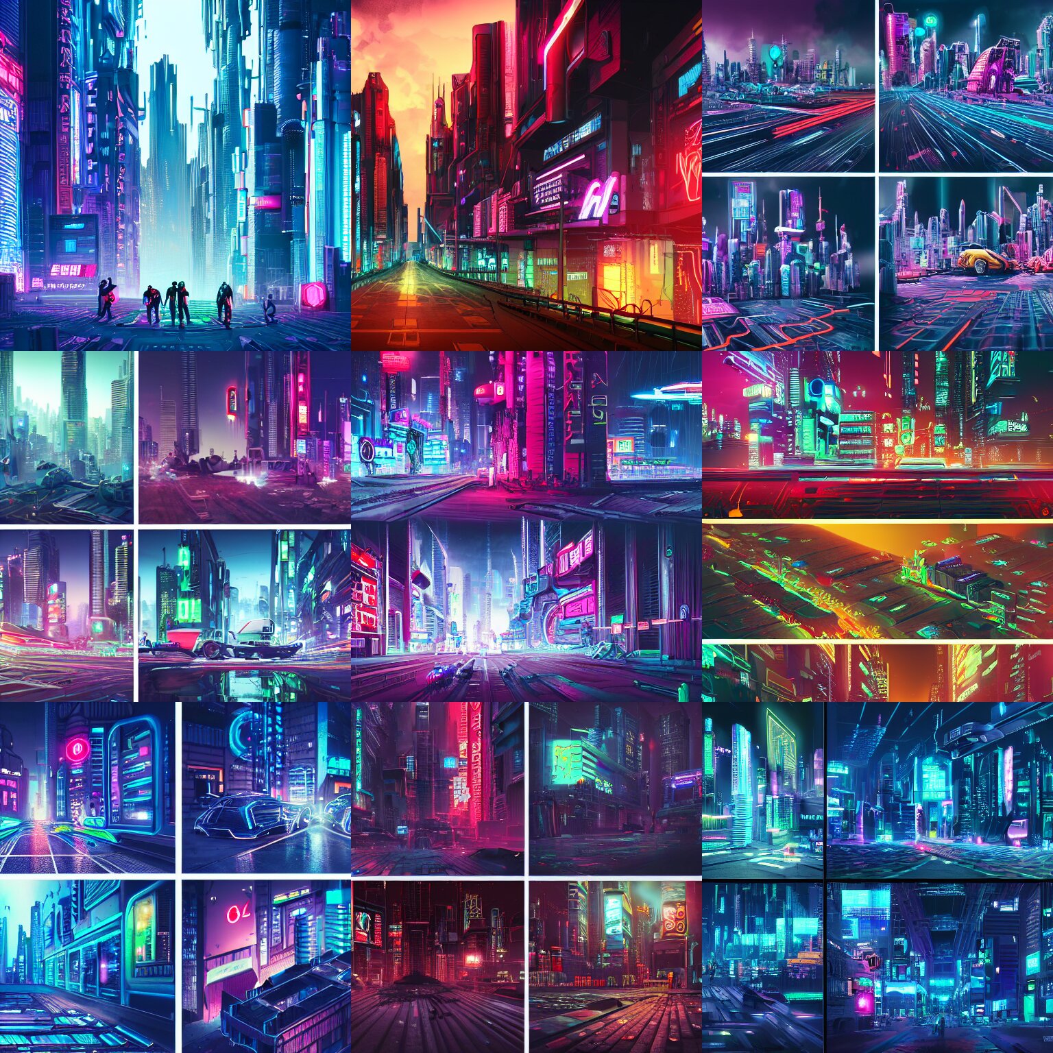 Detailed Neon Cyberpunk City