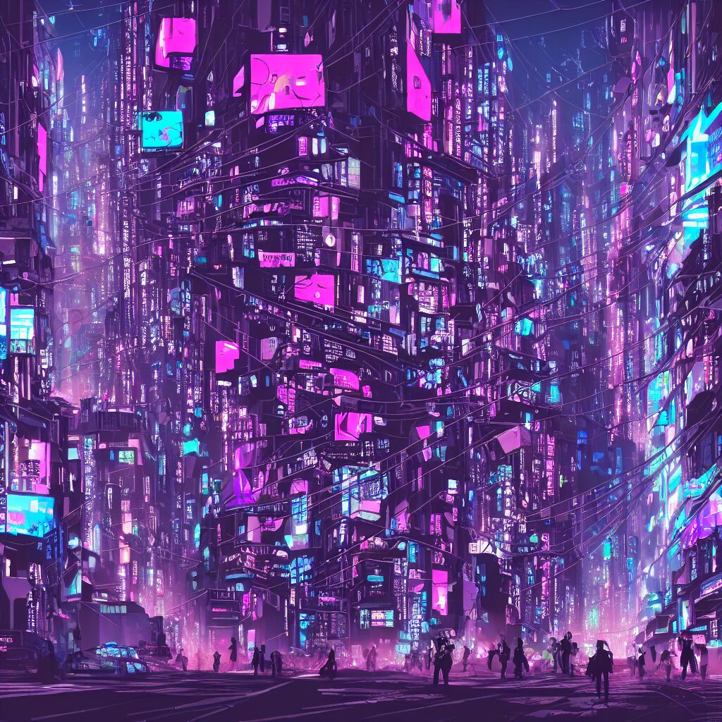 Overpopulated Busy Dark Cyberpunk Metropolis