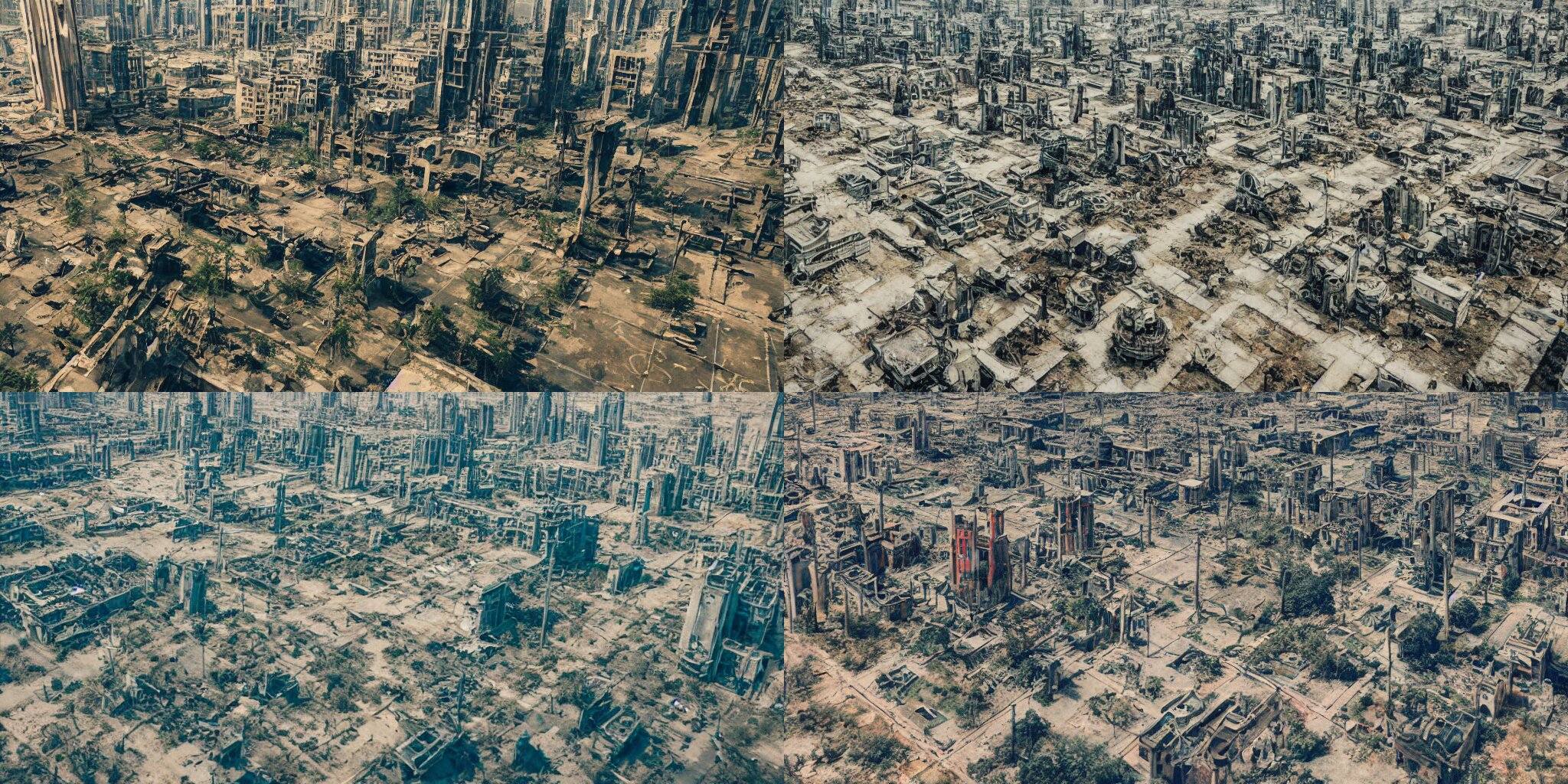 Film Photograph of an Empty Ruined Futuristic City