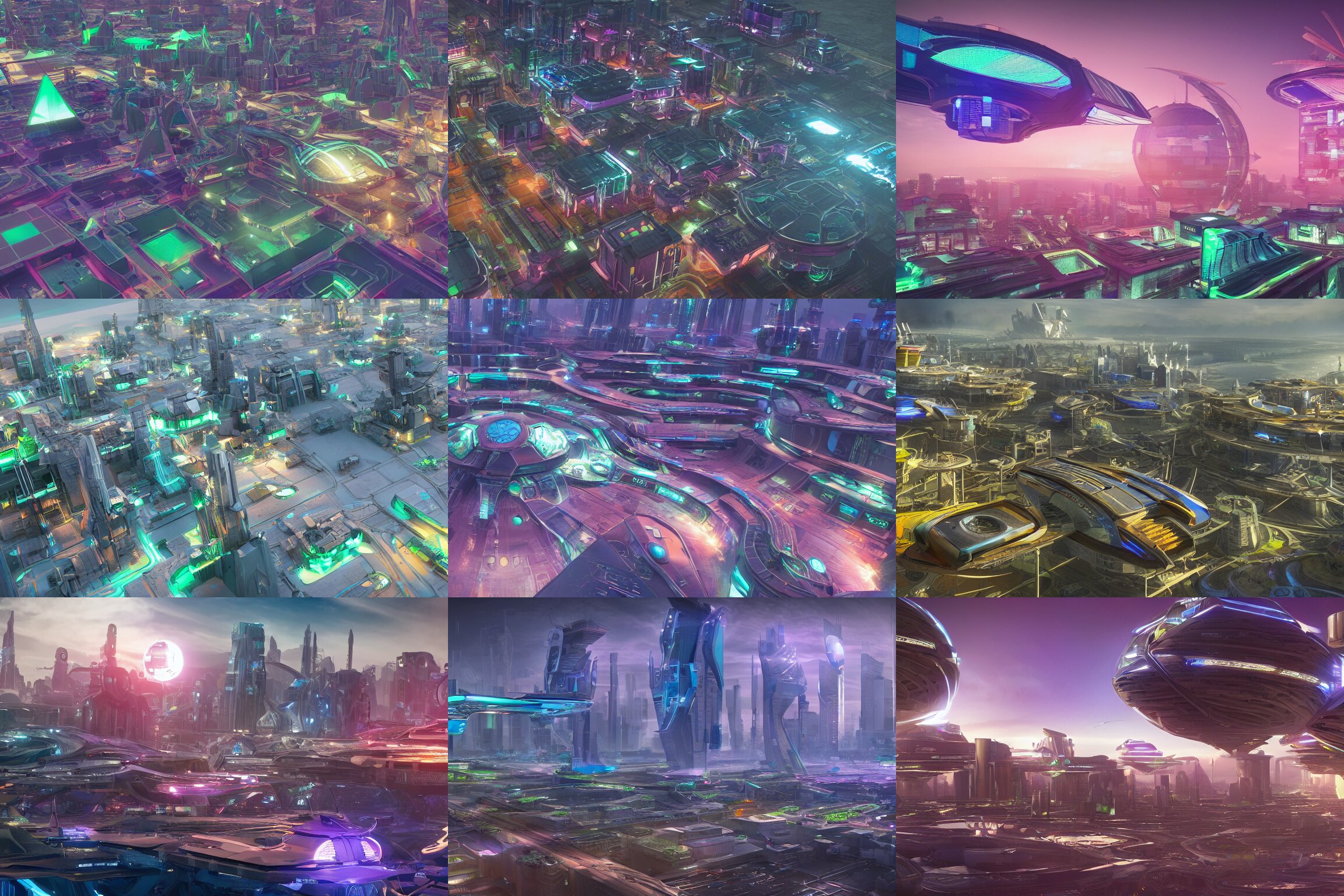 3D Render of a a Futuristic Solarpunk City Located in a Large Bay