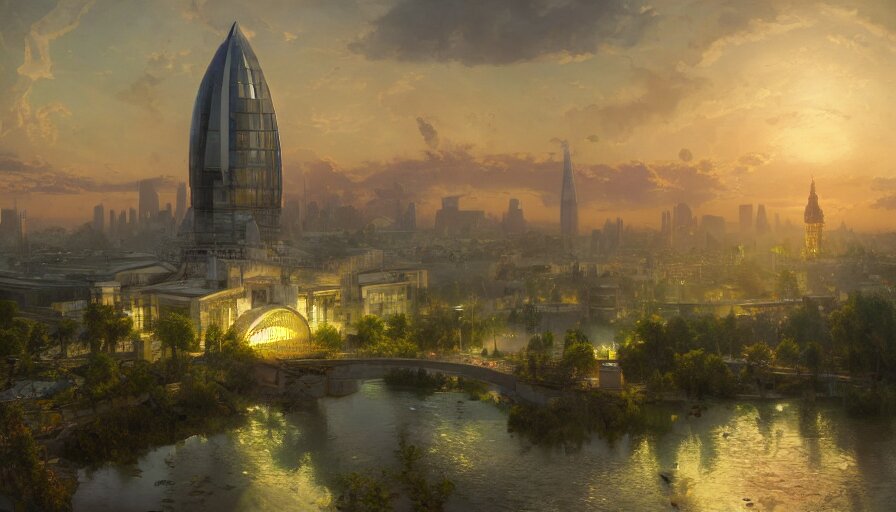 Capital City of the Free Republic of Liberland with Humongous Green Glass Dome