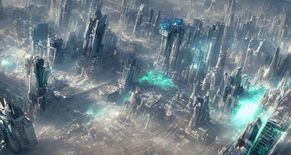 View on Futuristic City in the Horizon