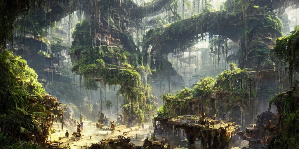 Screenshot of a Verdant Ancient Stone Marketplace in a Massive Ancient City