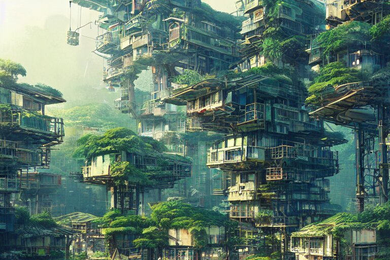 Solarpunk Kowloon Walled Forest City