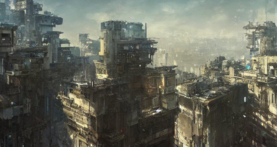 Man Standing on a Wide Terrace Balcony Above a Solarpunk City