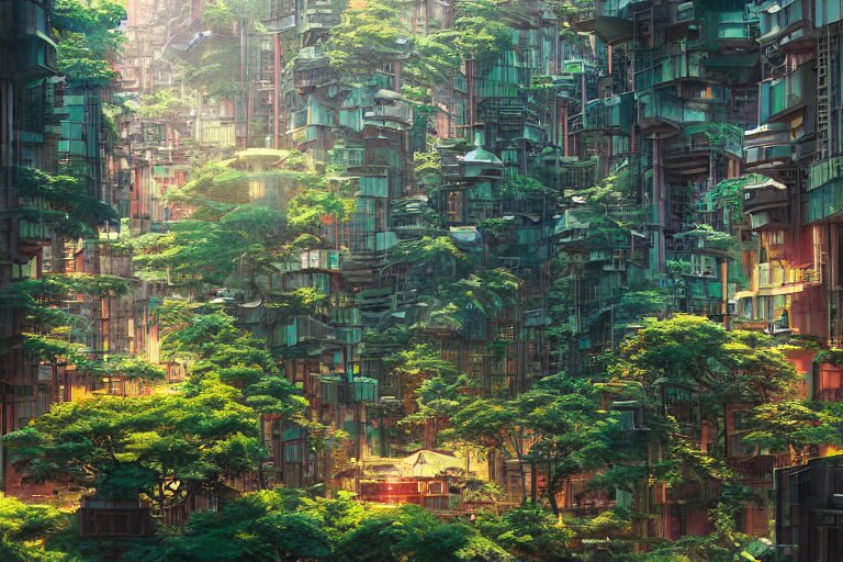 Solarpunk Kowloon Walled Forest City Built