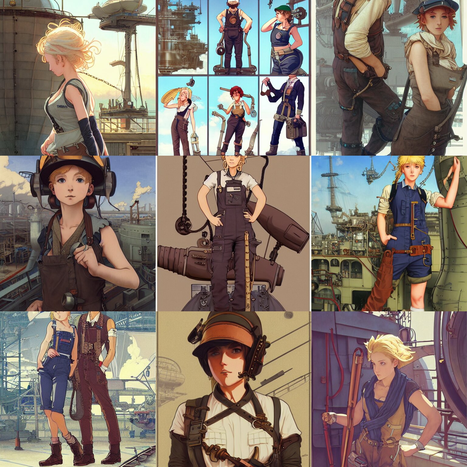 Airship Mechanic Working in a Shipyard