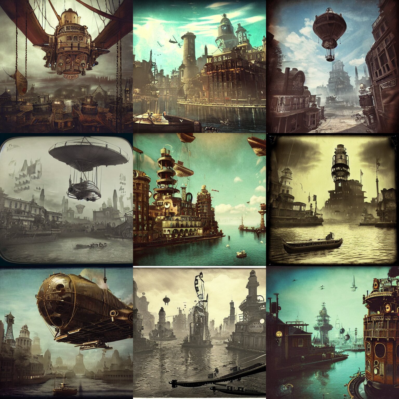 Vintage Daguerrotype 1 8 0 0 S Photography of a Steampunk City Floating in the Sky