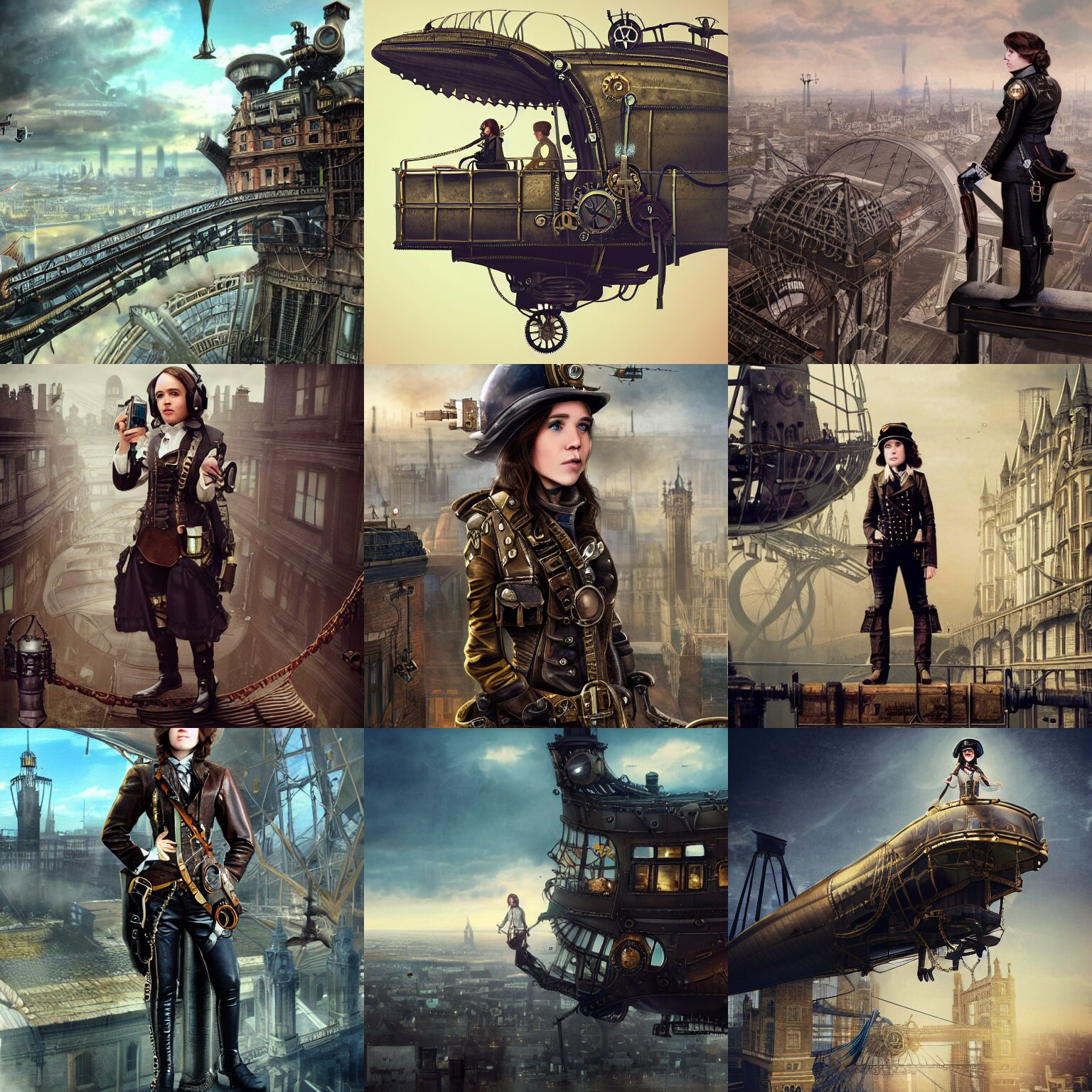 Ellen Page as a Steampunk Airship Pilot Standing on the Bridge of Her Airship