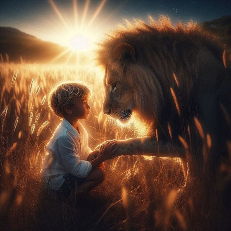 Boy and Lion Deep Connection