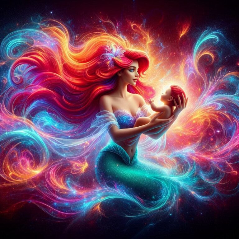 Ariel Cradling Baby with Cosmic Energy